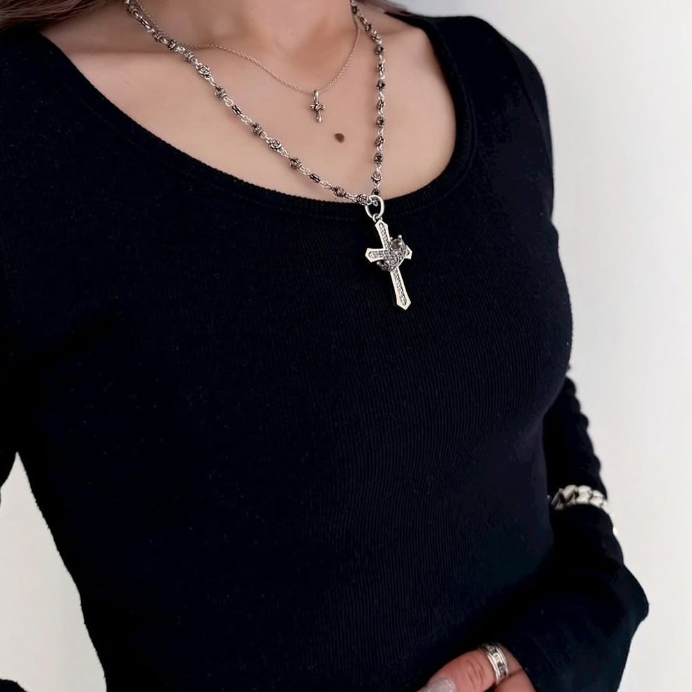 CROSS with CROWN/STONE ペンダント