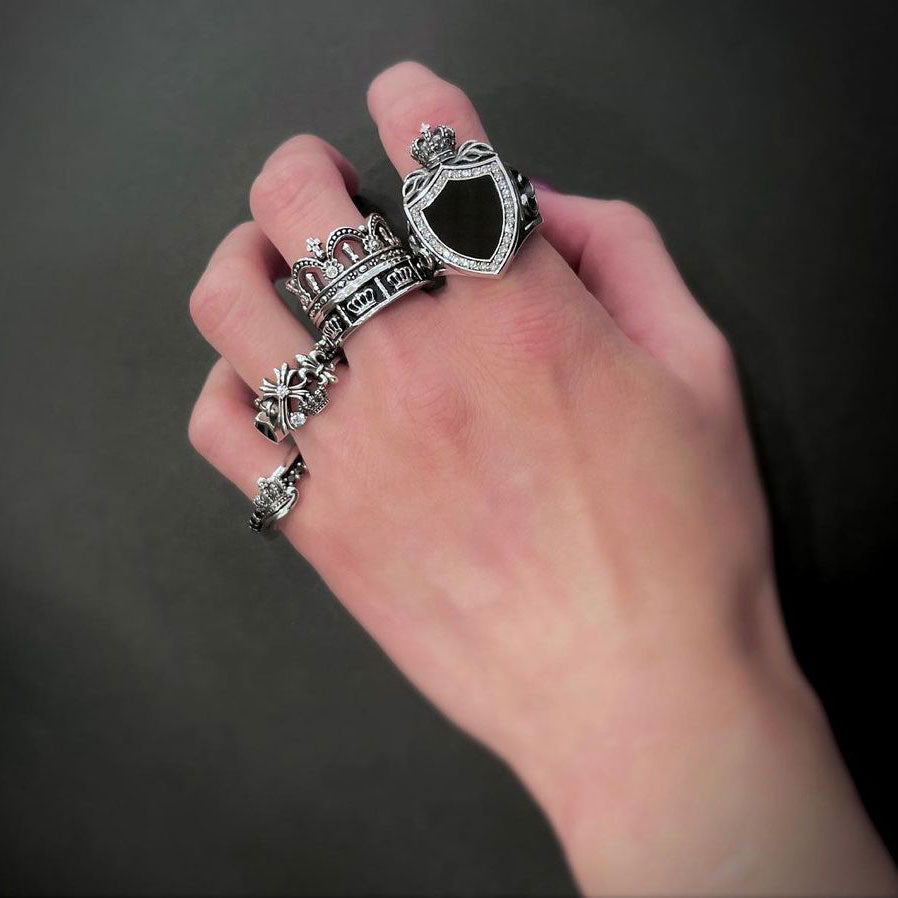 定価5.3万★Justin Davisジルコニア装飾チェーンスカルリング 17号指輪